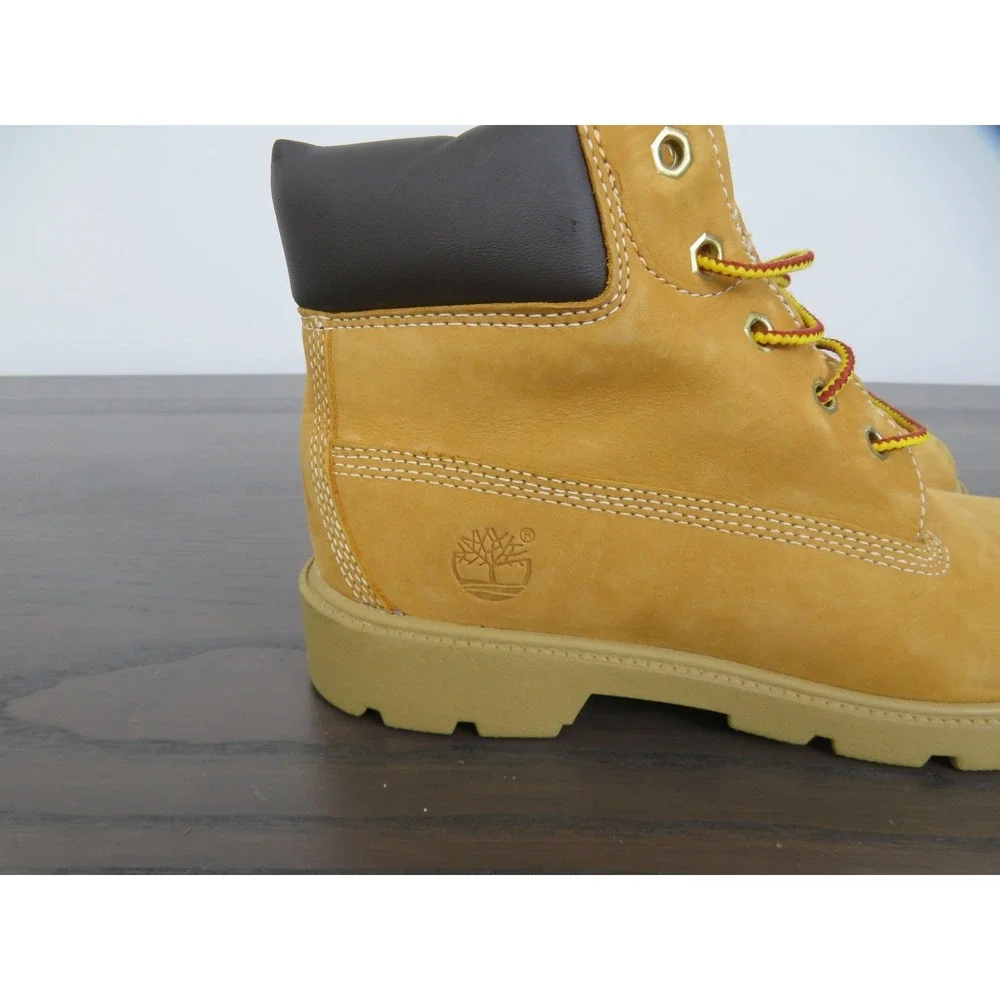Timberland 6-Inch Premium Boots Boys Size 6 Beige Nubuck Waterproof Hiking Shoe
